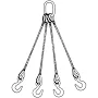3/8" x 6' Quad Leg Wire Rope Bridle Sling with 1.5 Ton Alloy Eye Hoist Hooks at Rigging Warehouse