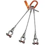 HSI Three Leg Wire Rope Sling, 1/4 in dia, 30 ft Length, Bolt Anchor Shackle, 1.7 ton Capacity, 300BAS1/4X-30