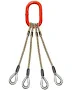 Four leg wire rope bridle with oblong master link on top and thimble eyes on bottom 1/2" / 15'