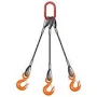 1-1/2", 3-LEG, WIRE ROPE SLING BRIDLE WITH HOOKS 8'