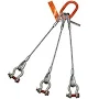 HSI Three Leg Wire Rope Sling, 9/16 in dia, 20 ft L, Bolt Anchor Shackle Ends, 8.3 ton Capacity