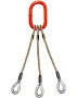 1/2" x 8' 3-leg wire rope sling with oblong master link on top and thimble eyes on bottom