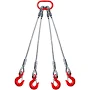 4 Leg Bridle Wire Rope Slings 15t, 1/2"x5' Large Lifting Cable Sling