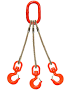 Three leg wire rope bridle with oblong master link on top and swivel rigging/latch hooks on bottom 1/4" / 15'