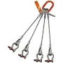 HSI Four Leg Wire Rope Sling, 3/4 in dia, 10 ft Length, Screw Pin Anchor Shackle, 19 ton Capacity, 400SPA3/4X-10