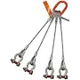 HSI Four Leg Wire Rope Sling, 3/8 in dia, 10 ft Length, Bolt Anchor Shackle, 5 ton Capacity, 400BAS3/8X-10
