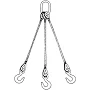 3/8" x 15' Triple Leg Wire Rope Bridle Sling with 1.5 Ton Alloy Eye Hoist Hooks at Rigging Warehouse