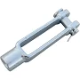 Beefy 5/8-18 Adjustable Yoke End With Galvanized Threaded Clevis, Pins Included, Built For Heavy Duty Lifting And Rigging, Corrosion Resistant Hot Dip