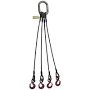 3/4" Quad Leg Wire Rope Sling & Hook, 15' Lift