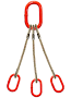 Three leg wire rope bridle with oblong master links on top and bottom 1/4" / 10'