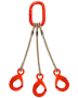 Three leg wire rope bridle with oblong master link on top and self locking hooks on bottom 1/4" / 15'
