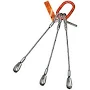 HSI Three Leg Wire Rope Sling, 7/16 in dia, 16 ft L, Heavy Duty Thimble Ends, 5 ton Capacity