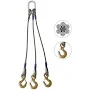 US CARGO CONTROL Wire Rope Sling - 3 Leg Bridle w/ Eye Hooks - 1/2" x 5' - Domestic, SW3-12-5-D