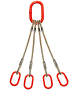 Four leg wire rope bridle with oblong master links on top and bottom 1/4" / 15'