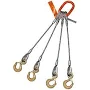 HSI Four Leg Wire Rope Sling, 3/8 in dia, 12 ft L, Eye Hook with Safety Latch Ends, 5 ton Capacity, Domestic