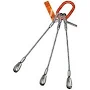 HSI Three Leg Wire Rope Sling, 3/8 in dia, 8 ft Length, Heavy Duty Thimble, 3.7 ton Capacity, 300HT3/8X-08