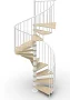 Phola Wood Spiral - Medium White Natural Floor-to-Floor Height:14 Step - 9'7\ to 10'7\
