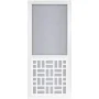 Basketweave Solid Vinyl Screen Door with White Decorative Insert (Door Width: 32-in, Hardware: Black)