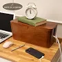 Wood Cable Management Box: Desk Organizer, Hidden Wire Storage, Acacia & Mango Wood Options