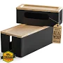 Wood Cable Storage Box Large Desk Tv Computer Usb Hub Stand