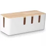 Cable Management Box, 12 Ft., Wood Lid, Cord Organizer For Desk, Tv,