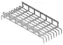 Hubbell HBTU082024 wire basket cable tray measures 8 inches high by 20 inches wide by 24 inches long. Constructed from pre-galvanized steel with a