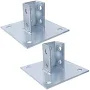 2 Pcs Post Base 4 Holes Square Mount For 1-5/8" Single Strut Channel
